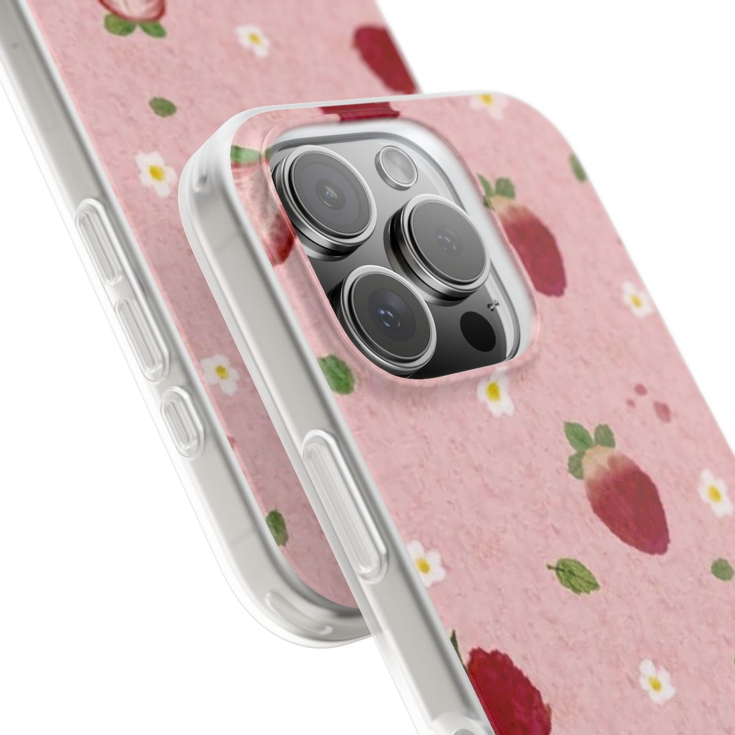 Cute Strawberry Flexi Cases, Fun Phone Cover, Cute Gift for Her, Strawberry Print Phone Case, Summer Vibe Accessory