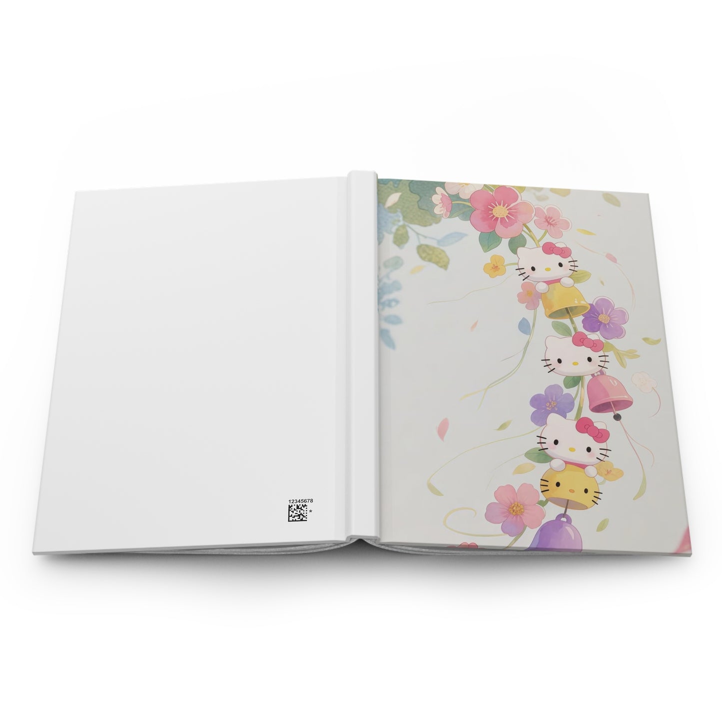 Whimsical Floral Hardcover Journal, Cute Hello Kitty Notebook, Ideal for Students, Gifts, Journaling, Scrapbooking
