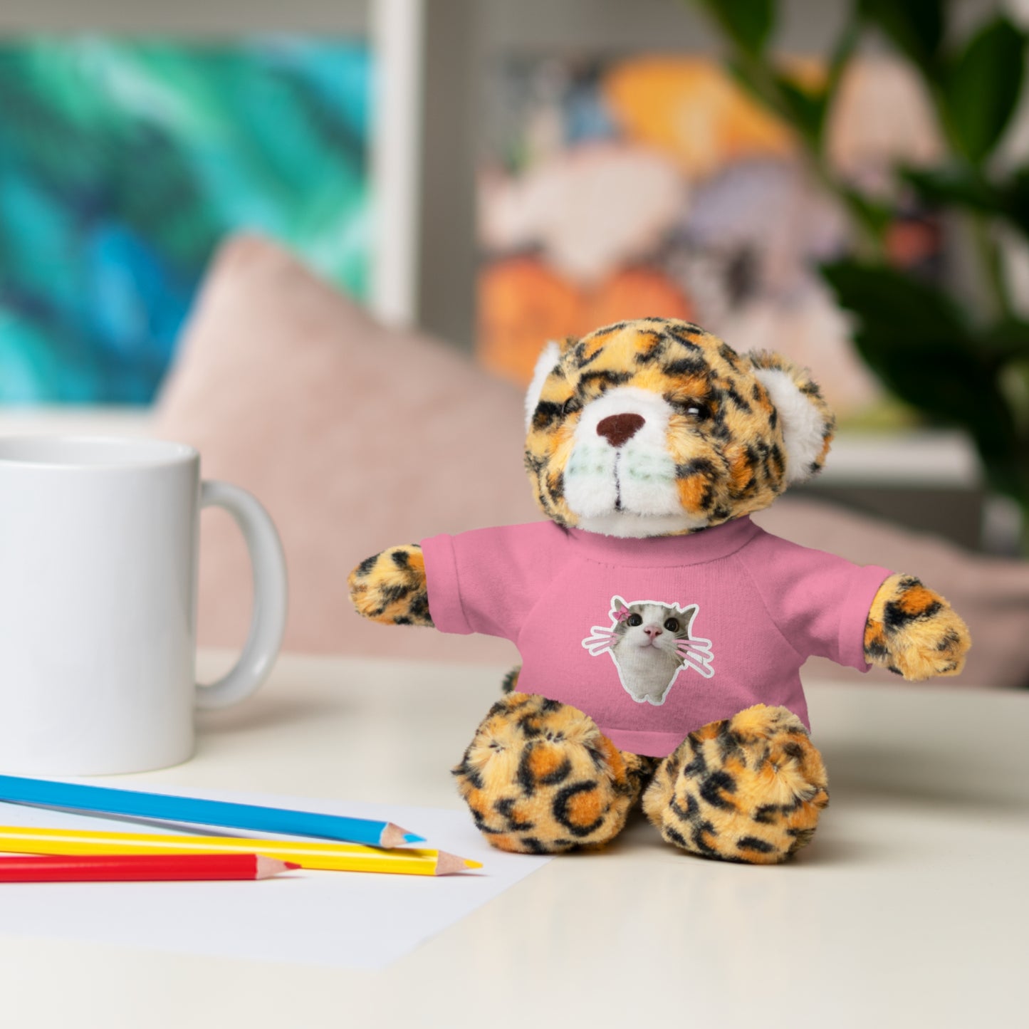 Adorable Stuffed Animal with T-Shirt, Cute Plush Toy, Gift for Kids, Personalized Teddy Bear, Birthday, Holiday Gift