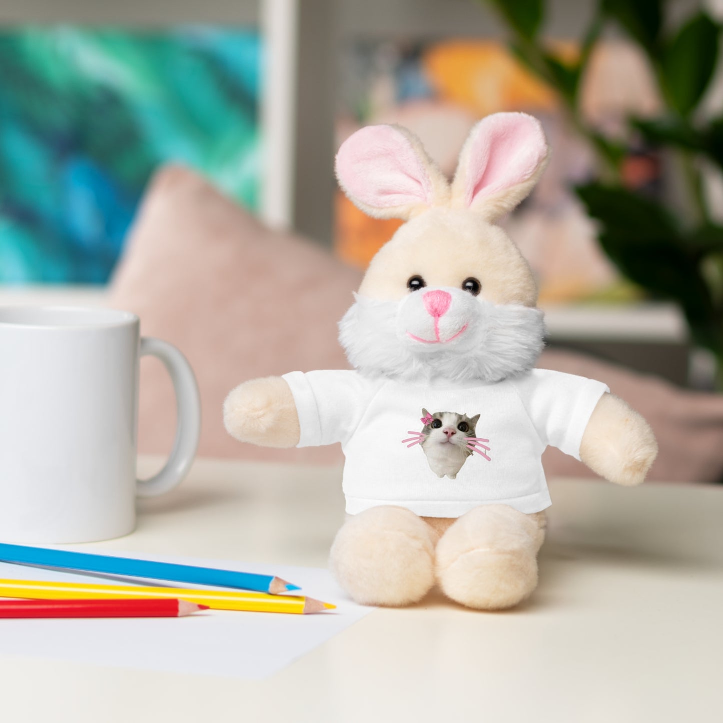 Adorable Stuffed Animal with T-Shirt, Cute Plush Toy, Gift for Kids, Personalized Teddy Bear, Birthday, Holiday Gift