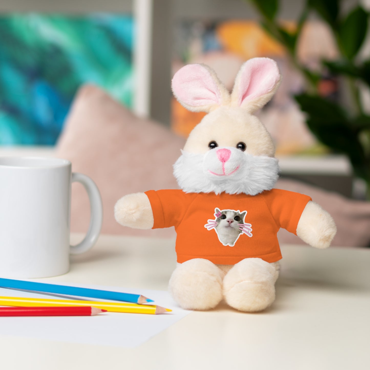 Adorable Stuffed Animal with T-Shirt, Cute Plush Toy, Gift for Kids, Personalized Teddy Bear, Birthday, Holiday Gift