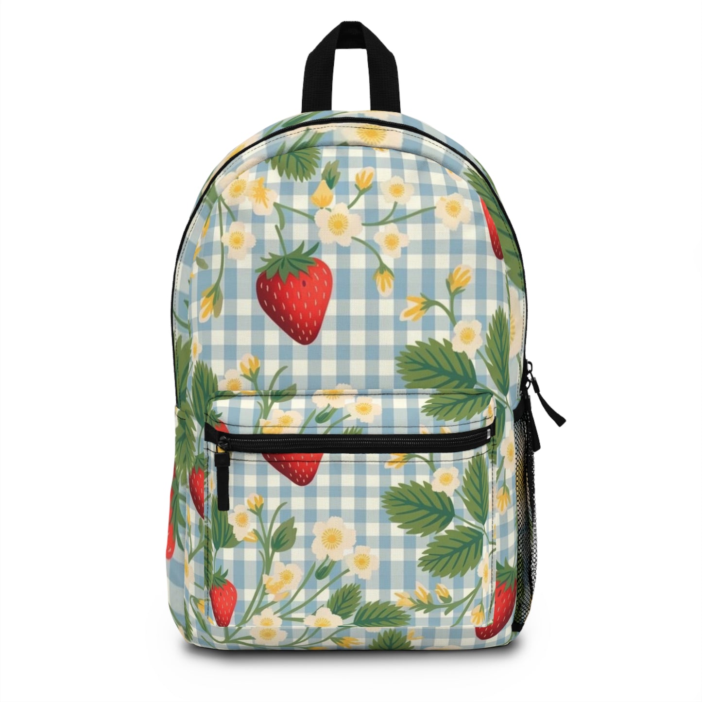 Strawberry Floral Backpack, Cute School Bag, Retro Style Handbag, Summer Travel Pack, Gift for Students
