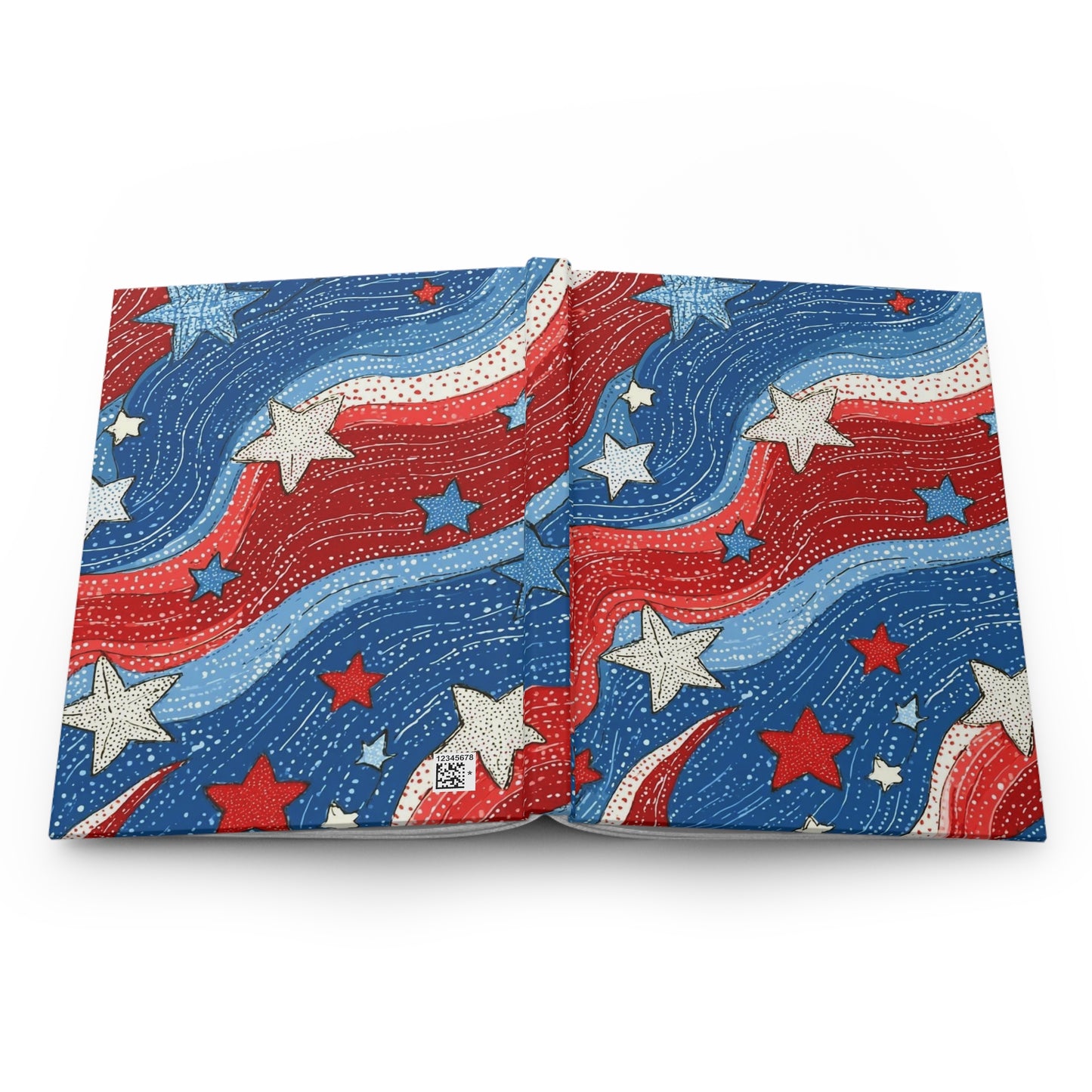 Patriotic Hardcover Journal, Starry Blue Red Journal, USA Themed Writing Notebook, Perfect for Fourth of July, Memorial Day, Gifts