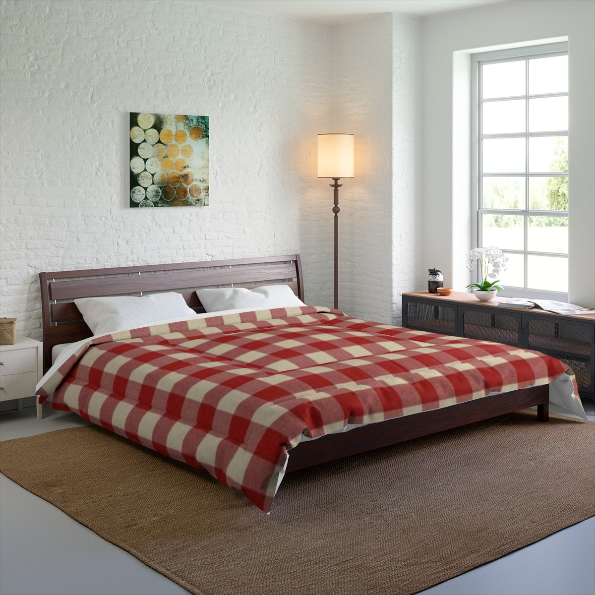 Cherry Picnic Checkered Comforter & Pillow Set β Red & White Cozy Classic β€οΈπβ¨