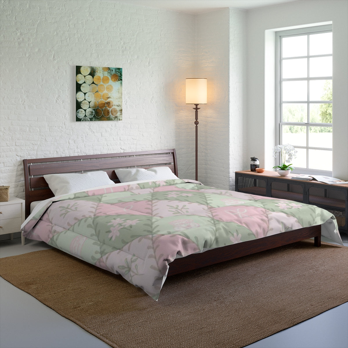 Pastel Tea Party Comforter & Pillow Set β Vintage Floral Patchwork Dream
