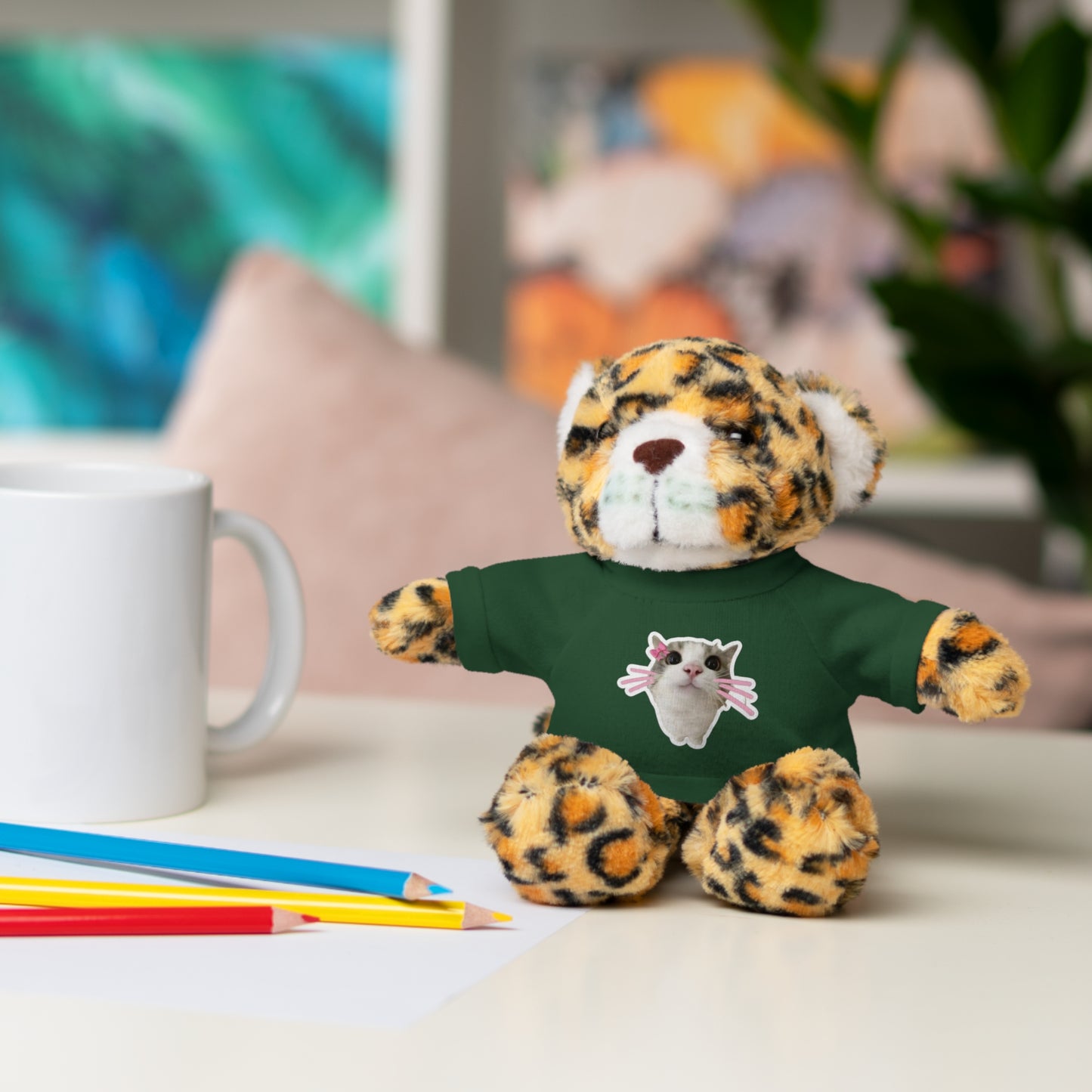 Adorable Stuffed Animal with T-Shirt, Cute Plush Toy, Gift for Kids, Personalized Teddy Bear, Birthday, Holiday Gift