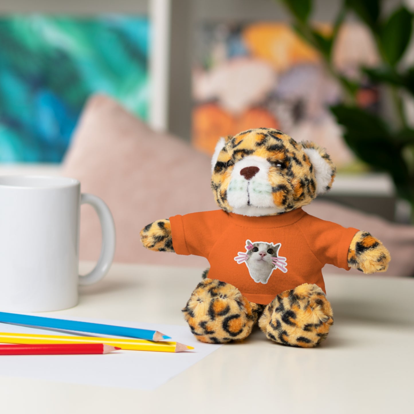 Adorable Stuffed Animal with T-Shirt, Cute Plush Toy, Gift for Kids, Personalized Teddy Bear, Birthday, Holiday Gift