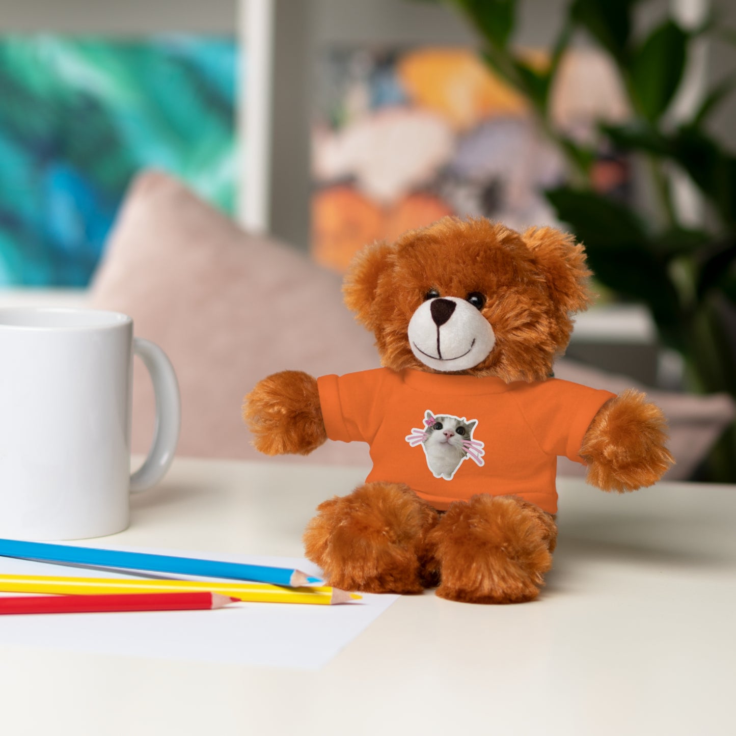 Adorable Stuffed Animal with T-Shirt, Cute Plush Toy, Gift for Kids, Personalized Teddy Bear, Birthday, Holiday Gift