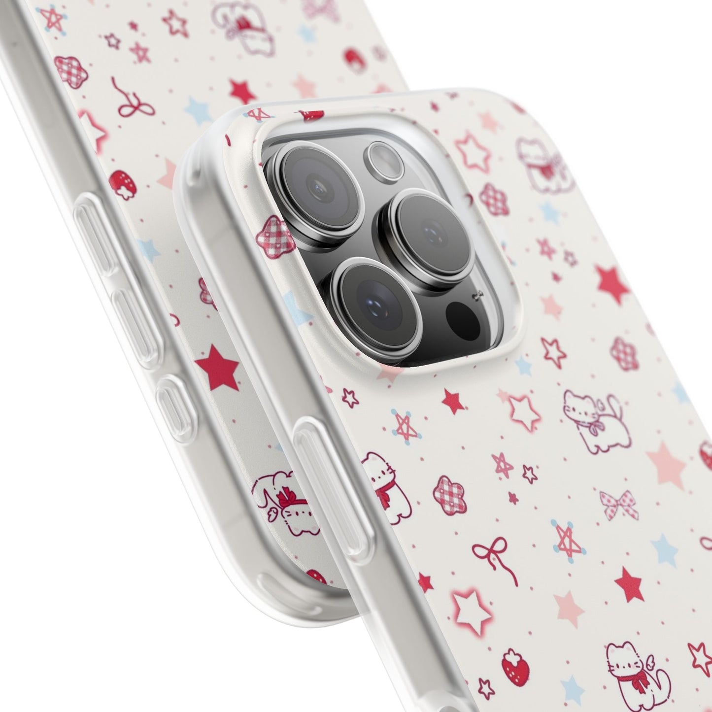 Cute kitty and stars themed Flexi Cases for Phones, Kawaii Phone Cover, Trendy Gift for Animal Lovers, Fun Case for Kids and Adults, Stylish Accessory