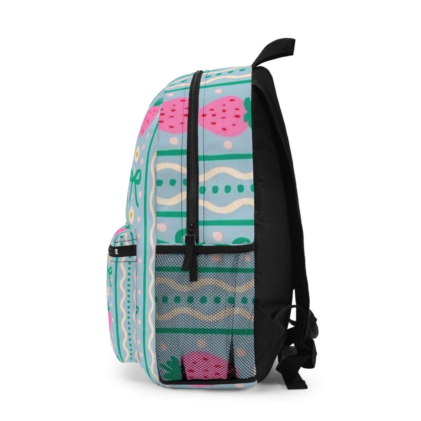 Cute Strawberry Print Backpack, Kids Backpack, School Bag, Gift for Girls, Trendy Backpack, Floral Pattern Bag