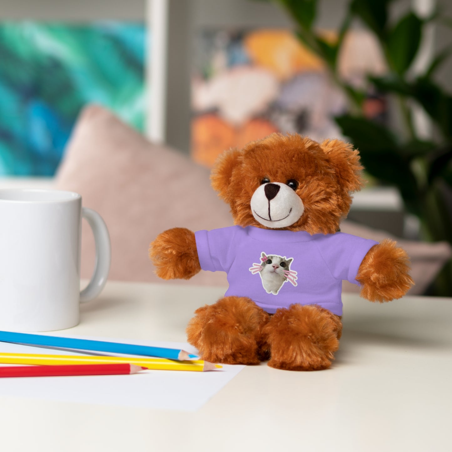 Adorable Stuffed Animal with T-Shirt, Cute Plush Toy, Gift for Kids, Personalized Teddy Bear, Birthday, Holiday Gift