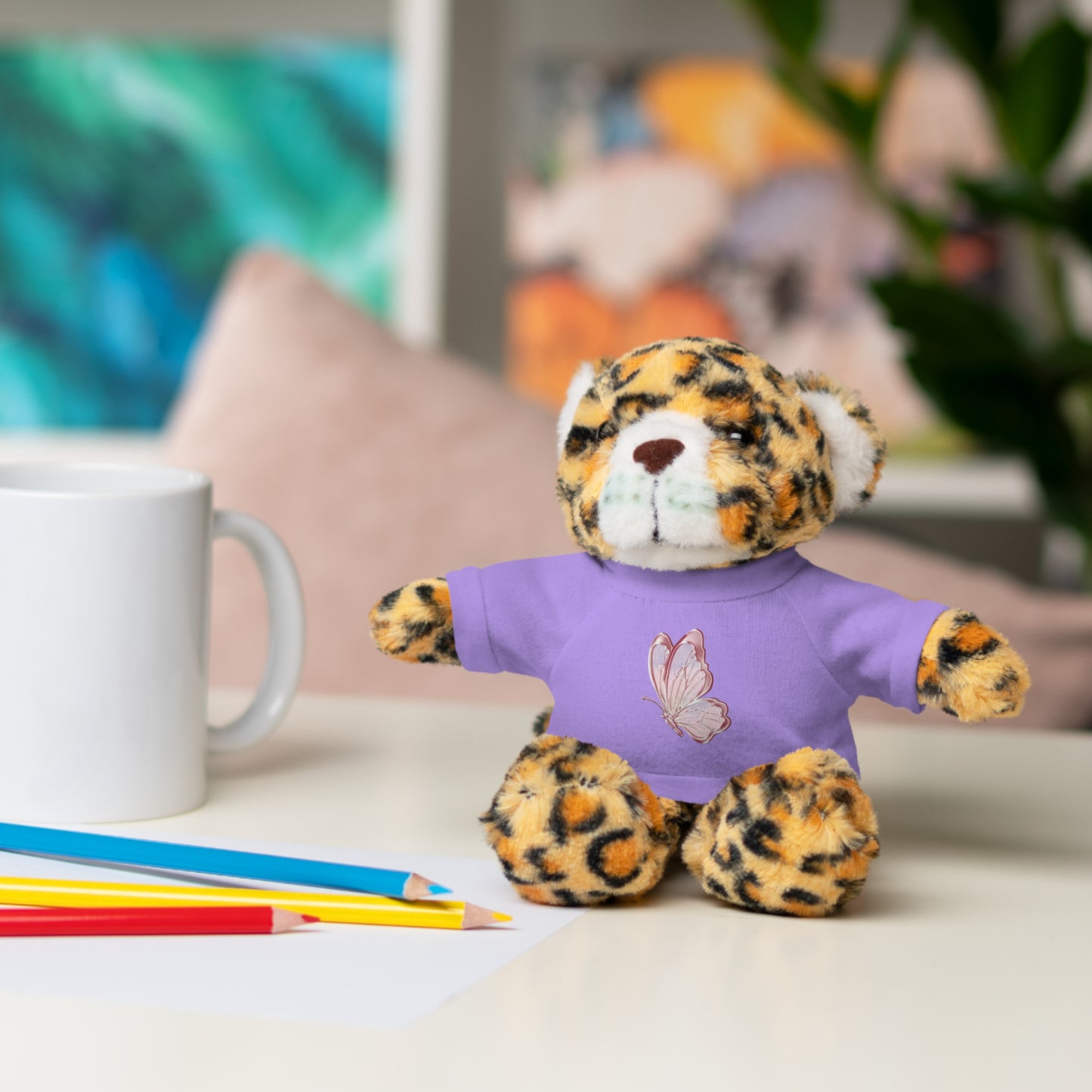 Adorable Stuffed Animal with Tee, Cute Gift for Kids, Personalized Stuffed Bear, Cozy Plush Toy, Birthday and Holiday Gift