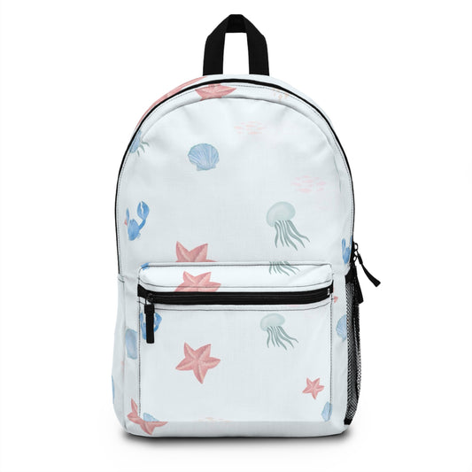 Ocean-Inspired Backpack for Beach Lovers, Nautical Backpack, Jellyfish and Starfish Design, Vacation Gear, Summer Gifts, Eco-Friendly