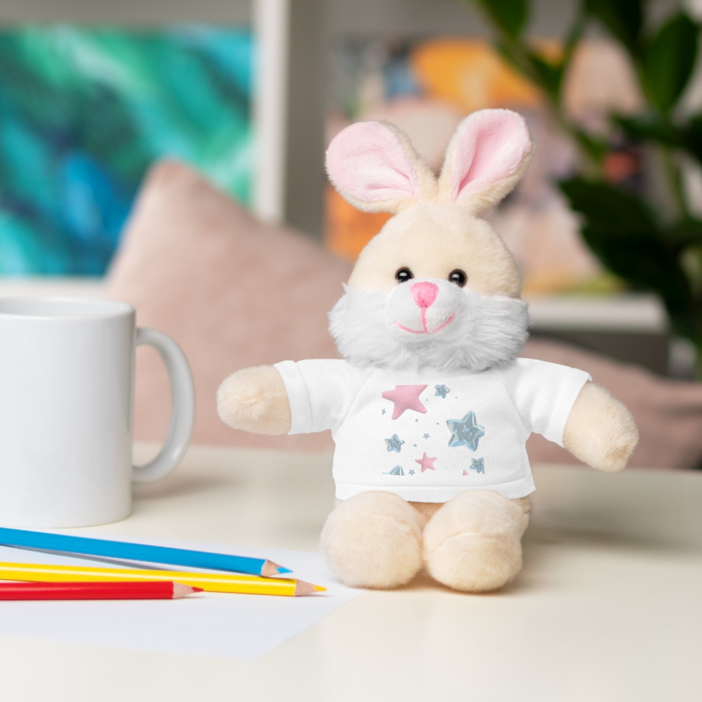 Adorable Stuffed Bear with Tee, Cute Gift for Kids, Soft Plush Toy for Birthdays, Nursery Decor, Cuddle Buddies