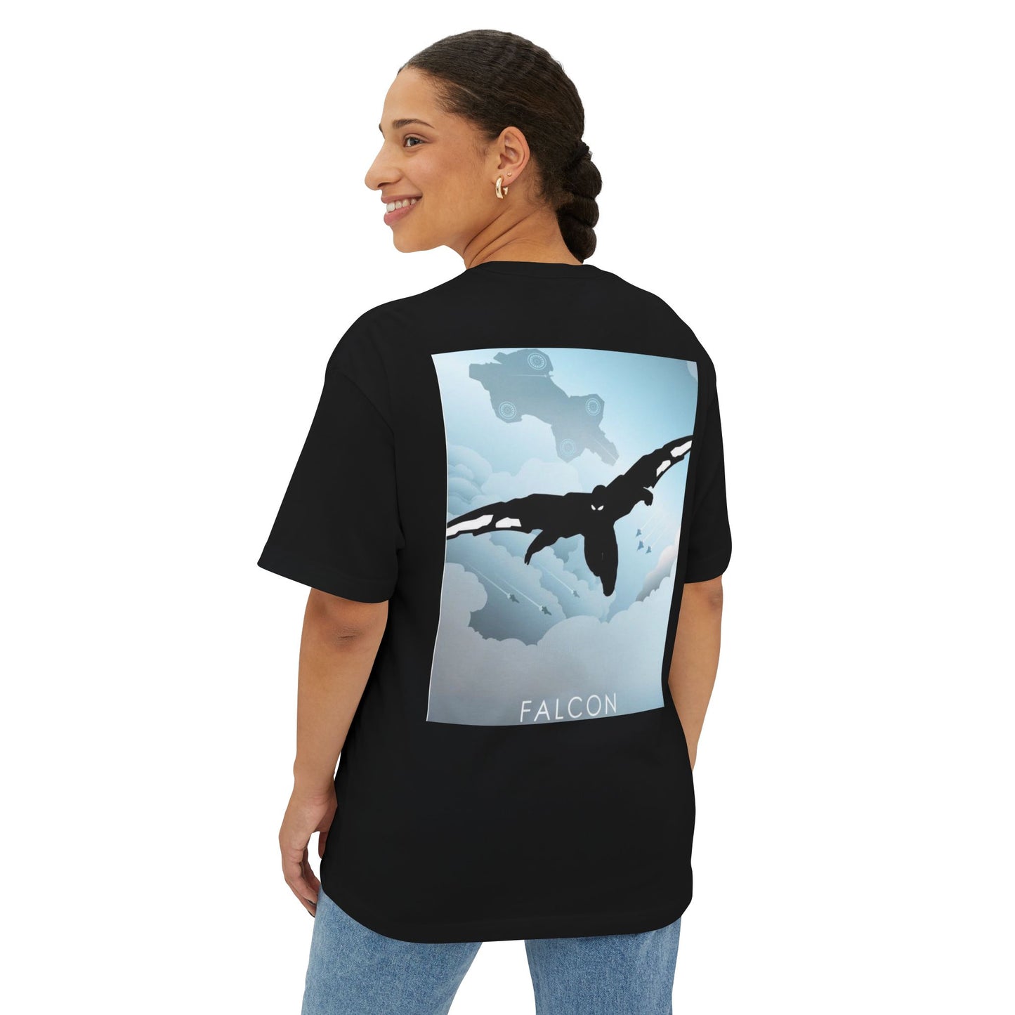 Marvel & Falcon Graphic Oversized Tee, Unisex Boxy Shirt, Comic Fan Gift, Casual Wear, Streetwear, Unique Graphic Tees