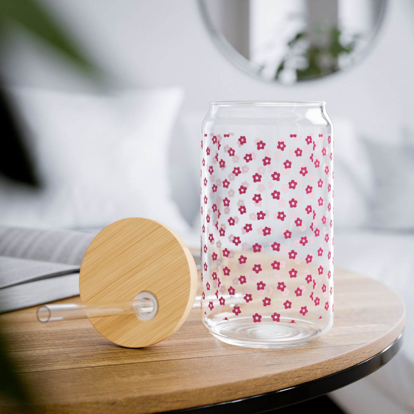 Floral Eco-Friendly Sipper Glass, 16oz - Perfect for Summer BBQs, Outdoor Parties, Birthdays, Sustainable Gift, Reusable Drinkware