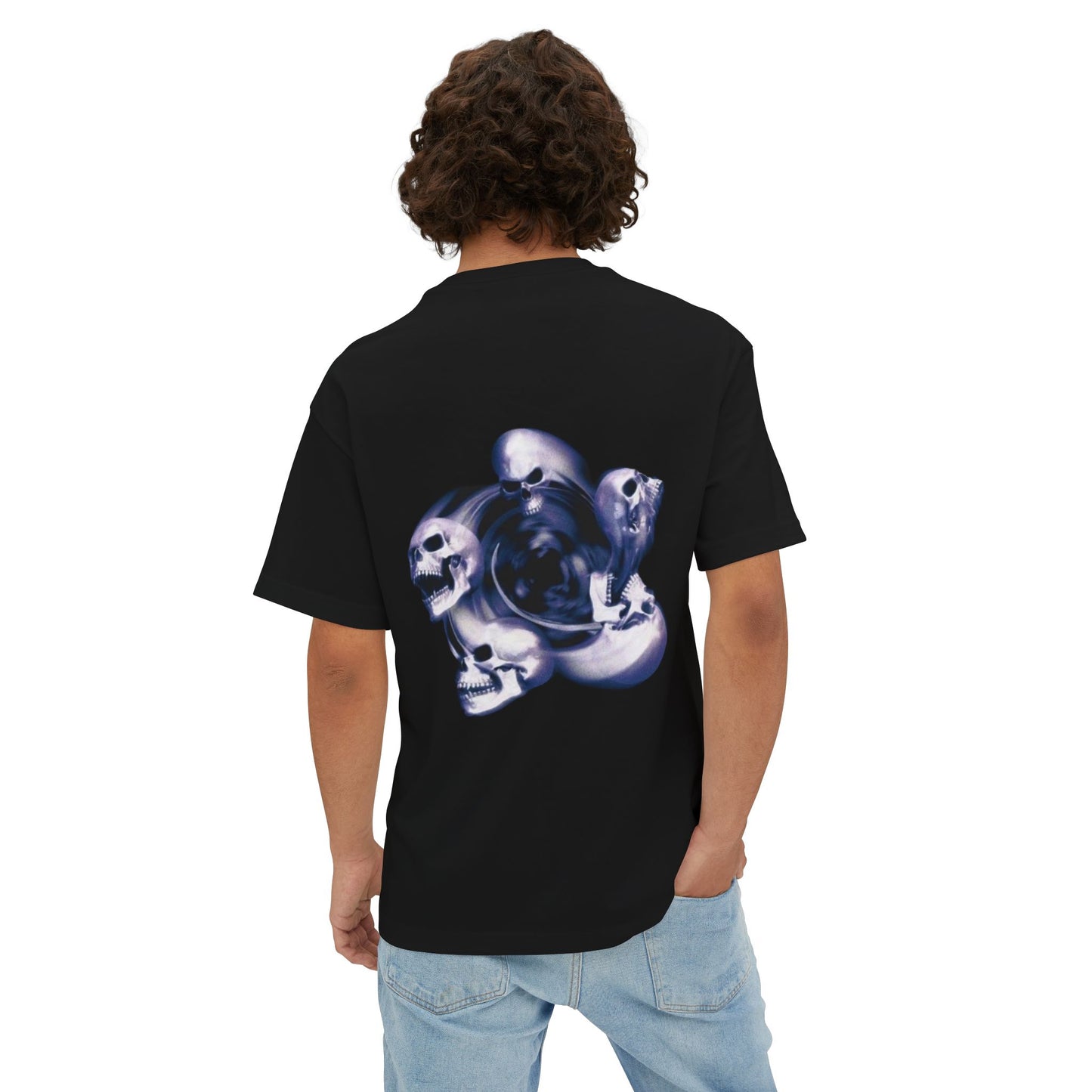 Edgy Men Oversized Tee with Skull Design, Perfect for Casual Wear, Alternative Fashion, Gift for Halloween, Band Merch