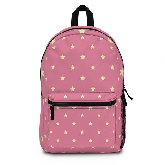 Pink Star Pattern Backpack, Trendy School Bag, Cute Kid's Backpack, Stylish Travel Gear, Gift for Students, Versatile Everyday Use