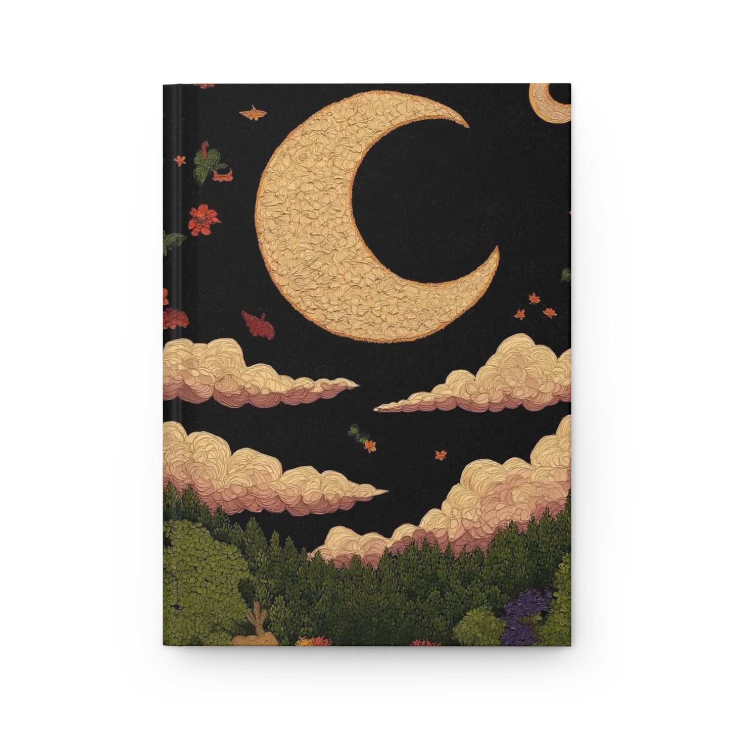 Dreamy Night Hardcover Journal | Cosmic Notebook, Writing Journal, Gift for Writers, Starry Sky Journal, Floral Notepad