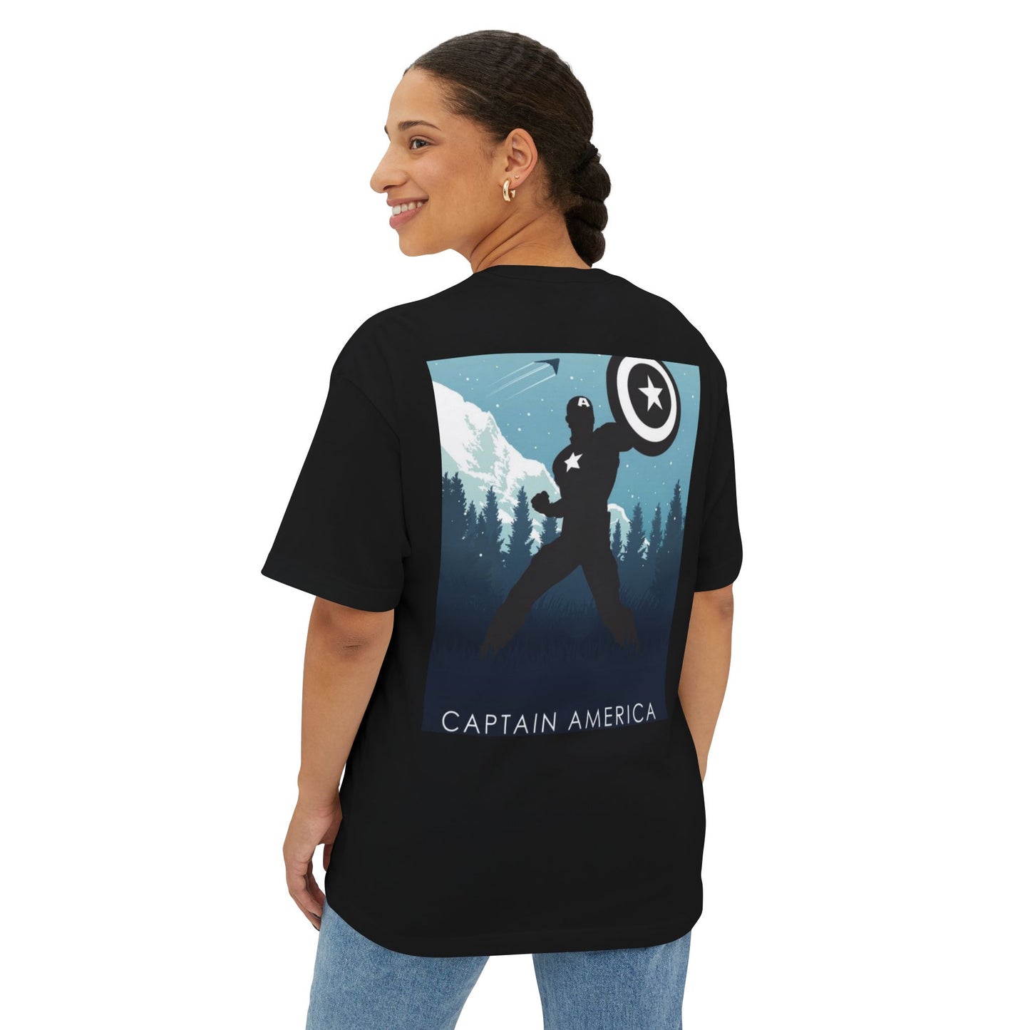 Marvel Captain America Oversized Boxy Tee | Perfect Gift for Comic Fans, Casual Wear, Superhero Merchandise, Marvel Lovers, Holiday Apparel
