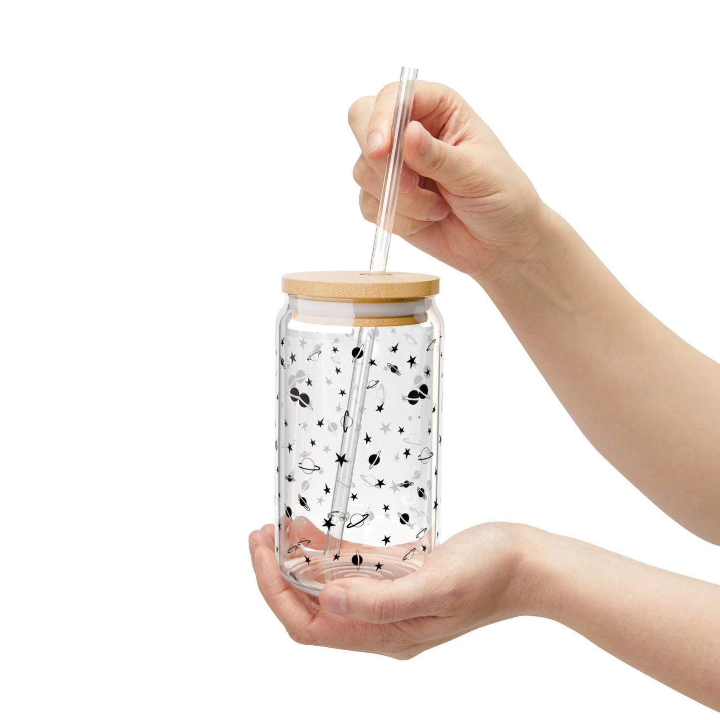 Celestial Sipper Glass, 16oz | Starry Tumbler for Eco-Friendly Drinks, Outer Space Decor, Gift for Astronaut Lovers, Summer Parties