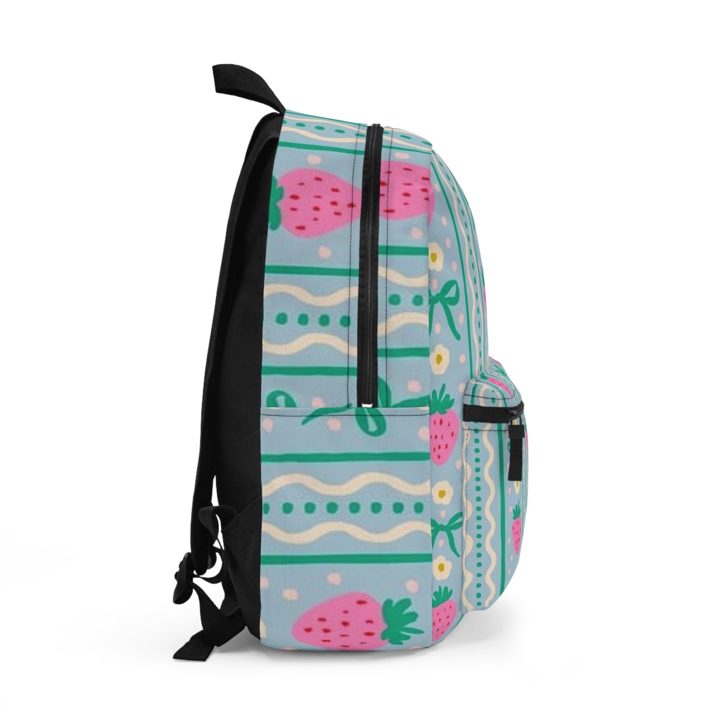 Cute Strawberry Print Backpack, Kids Backpack, School Bag, Gift for Girls, Trendy Backpack, Floral Pattern Bag