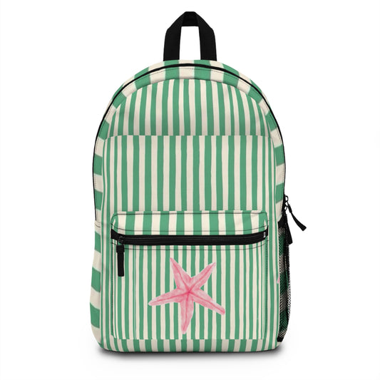Beach Vibe Backpack - Summer Essentials, Travel Bags, School Supplies, Gift for Ocean Lovers, Striped Design