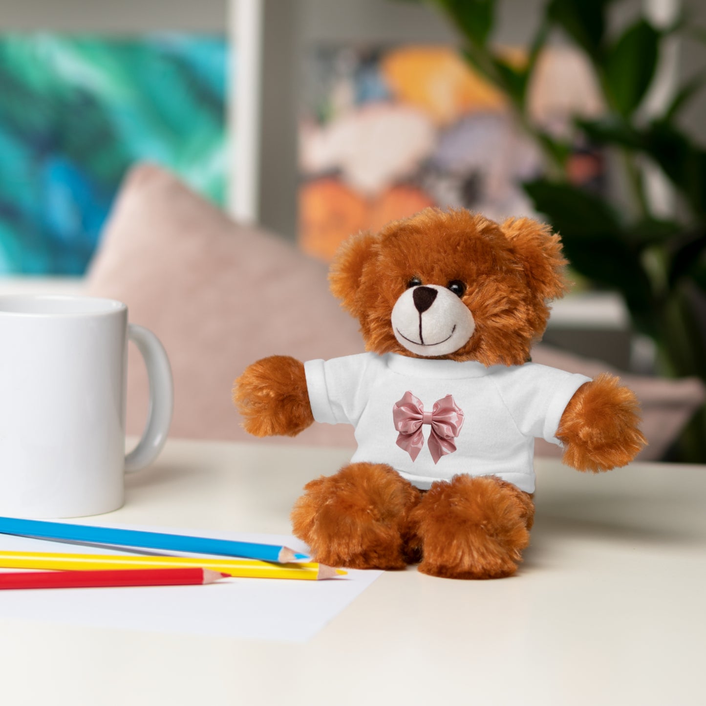 Adorable Customizable Stuffed Animal with Tee, Perfect Gift for Kids, Plush Toy for Birthdays, Baby Shower, Holiday Present, Cuddly Friend
