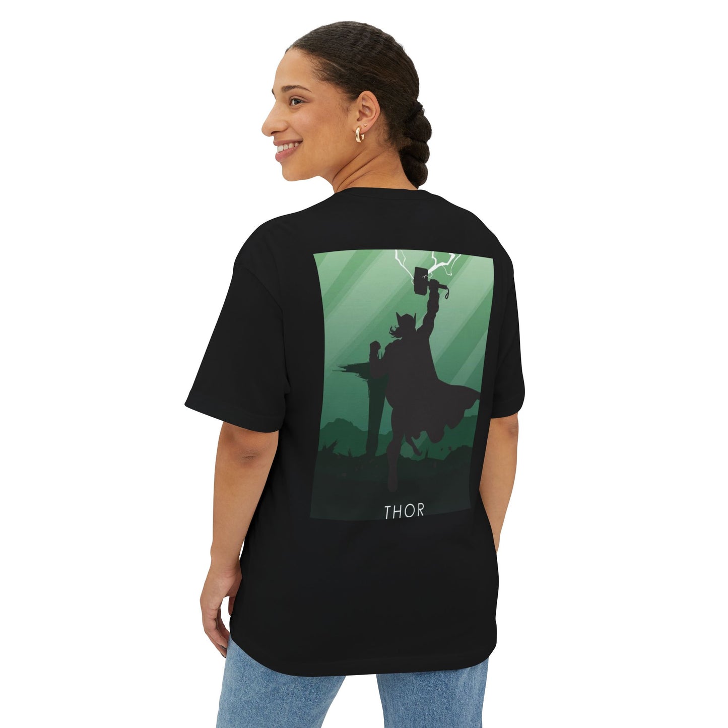 Marvel & Thor Graphic Oversized Tee, Unisex Boxy Shirt, Comic Book Hero T-Shirt, Perfect for Halloween, Gift for Fans, Retro Vibe
