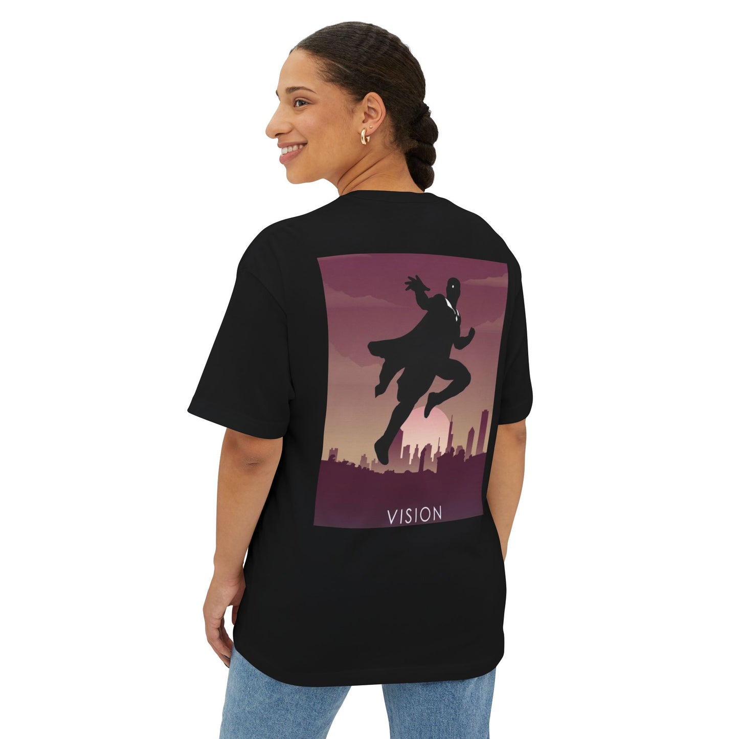 Marvel- Vision Unisex Oversized Boxy Tee | Superhero Apparel, Comic T-Shirt, Gift for Fans, Casual Wear, Unique Graphic Tee