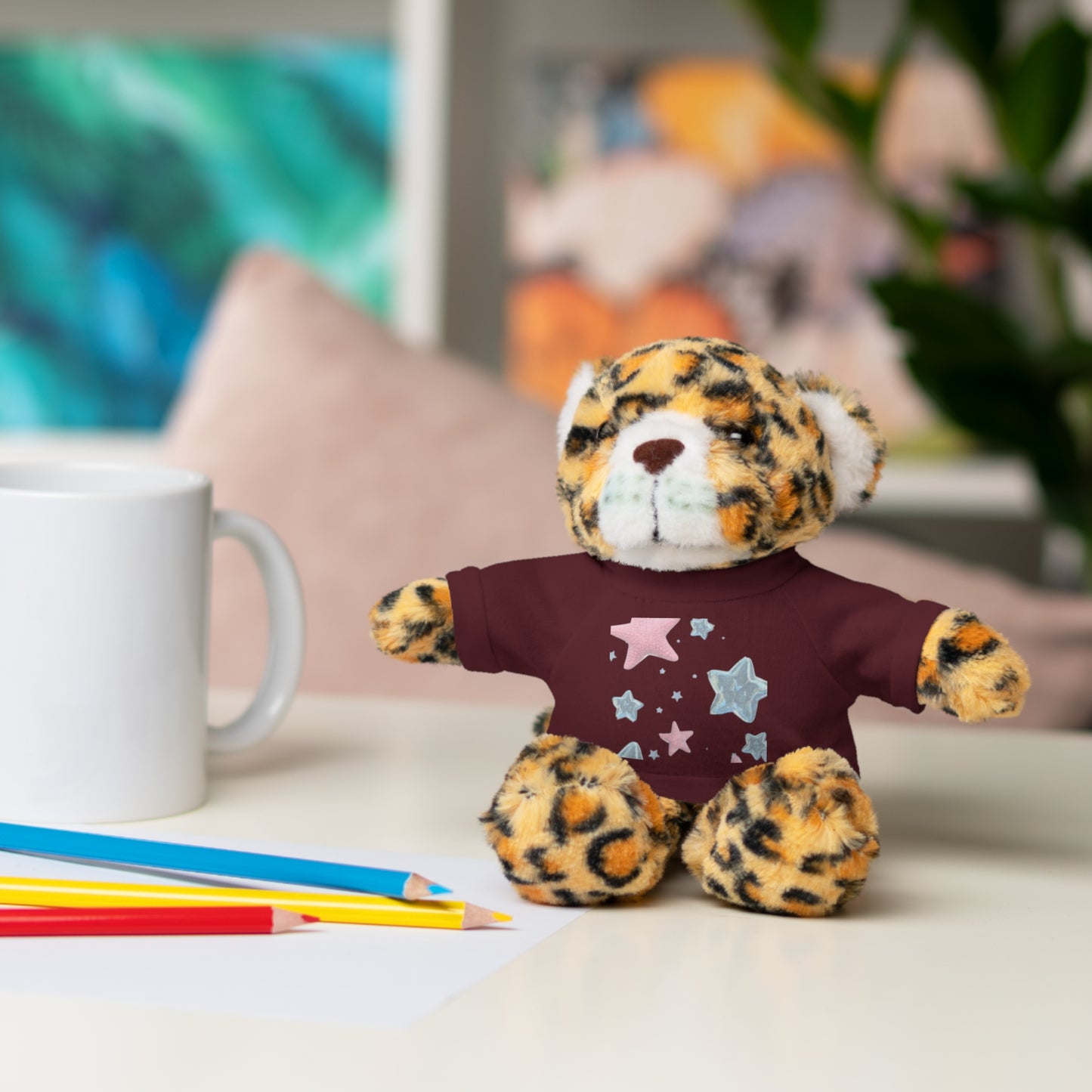 Adorable Stuffed Bear with Tee, Cute Gift for Kids, Soft Plush Toy for Birthdays, Nursery Decor, Cuddle Buddies