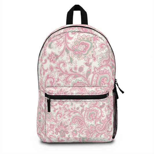 Chic Scandinavian Backpack for Everyday Use, Cute School Bag, Travel Backpack, Vintage Style Rucksack, Pink Paisley Design