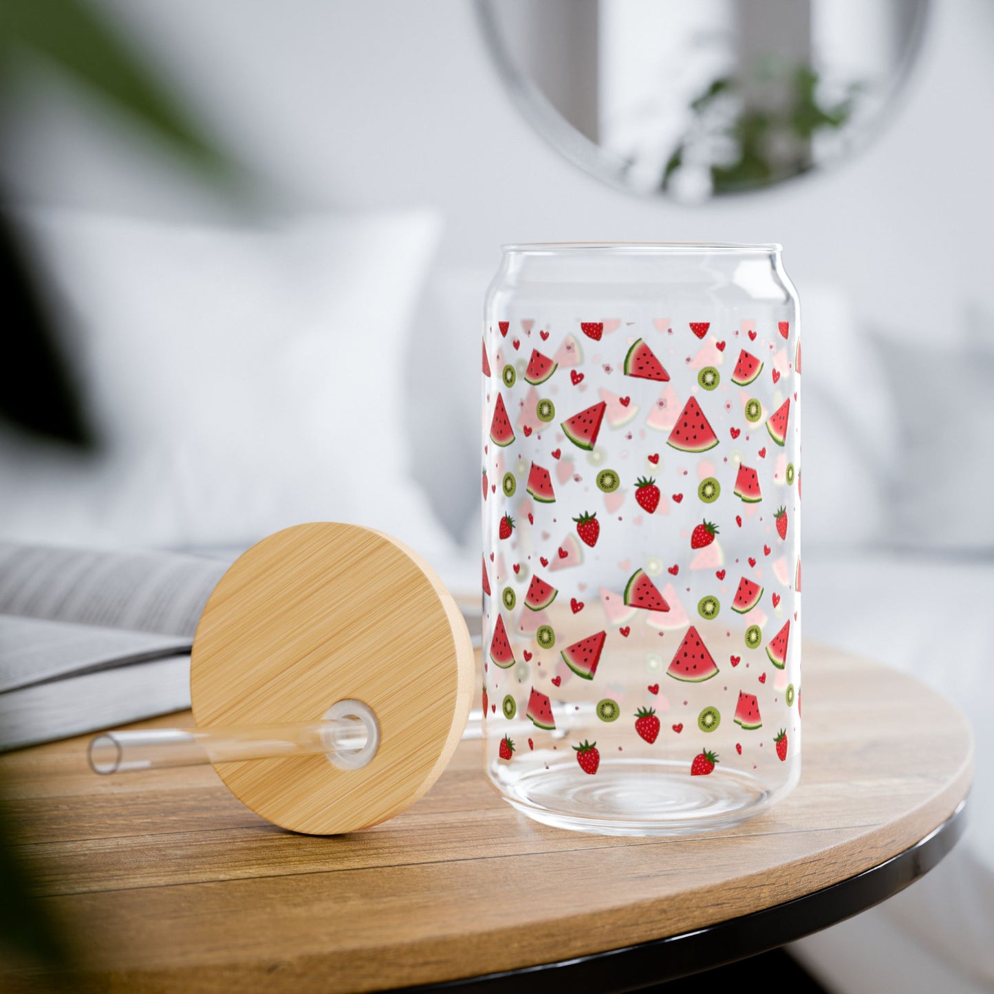 Watermelon And Kiwis Sipper Glass, 16oz