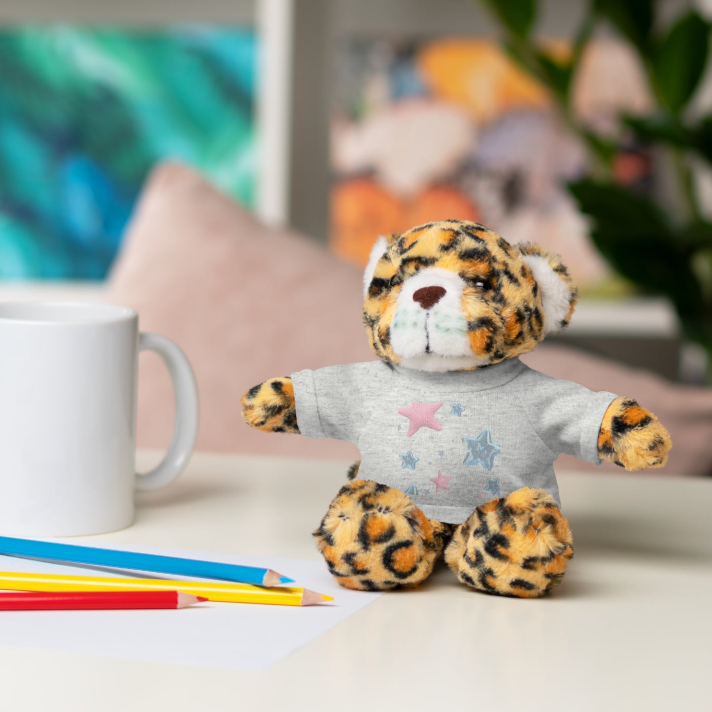 Adorable Stuffed Bear with Tee, Cute Gift for Kids, Soft Plush Toy for Birthdays, Nursery Decor, Cuddle Buddies