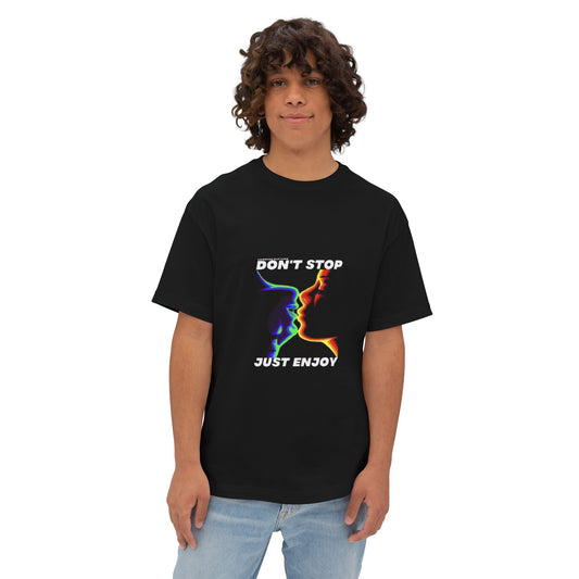 “Don’t Stop Just Enjoy” Colorful Graphic Unisex Oversized Boxy Tee - 'Don't Stop Just Enjoy' Casual Shirt, Streetwear, Gifts for Friends, Statement Tee, Relaxed Fit