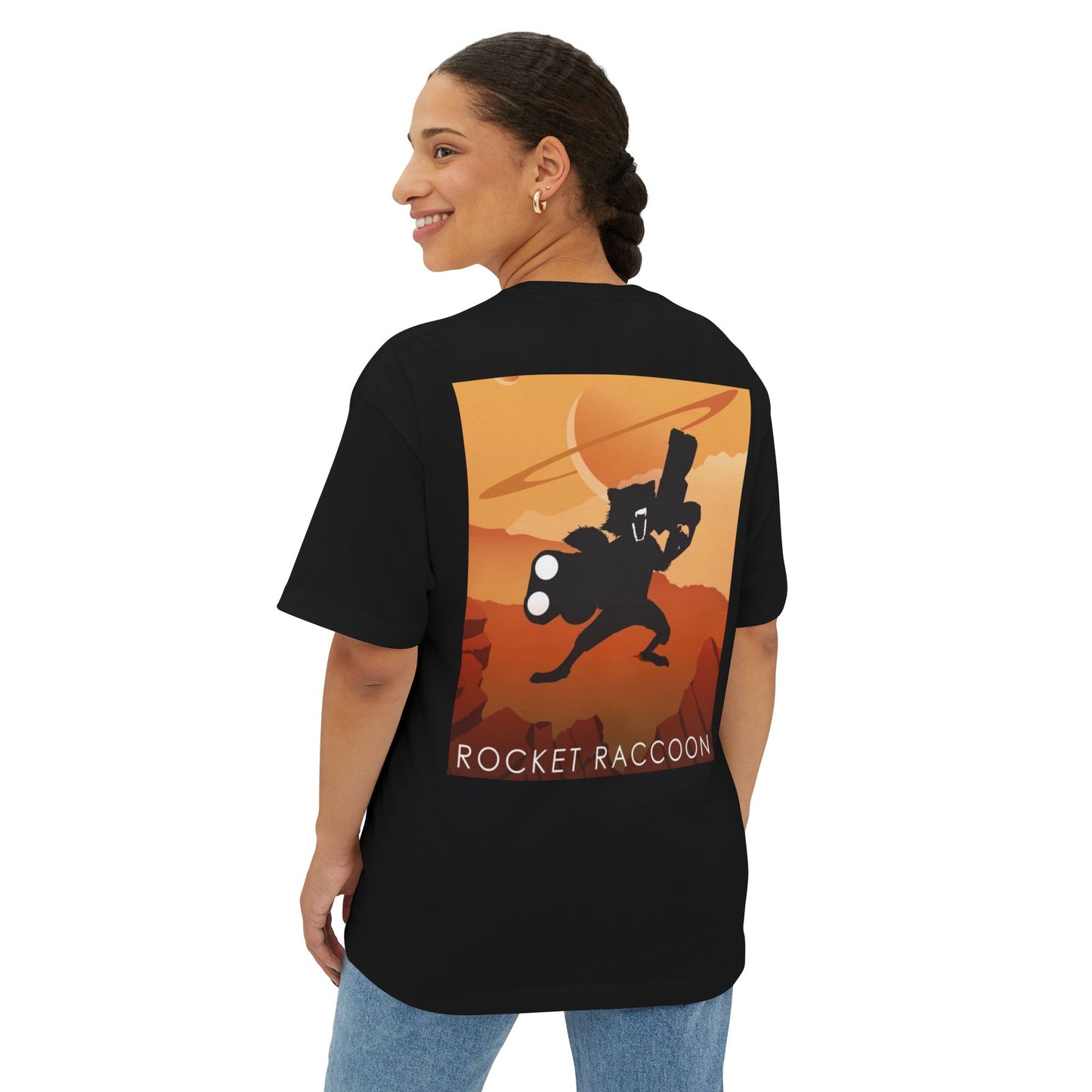 Marvel-Rocket Racoon Unisex Oversized Boxy Tee, Graphic Tee, Casual Wear, Gift for Fans, Unique Marvel Merchandise