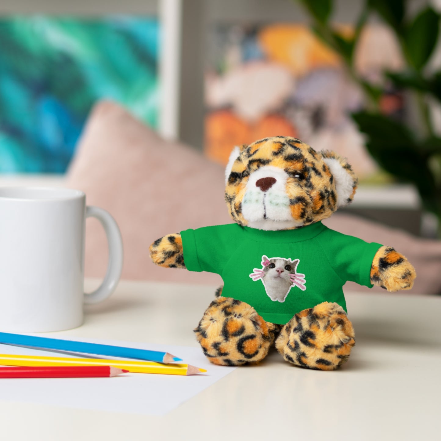 Adorable Stuffed Animal with T-Shirt, Cute Plush Toy, Gift for Kids, Personalized Teddy Bear, Birthday, Holiday Gift