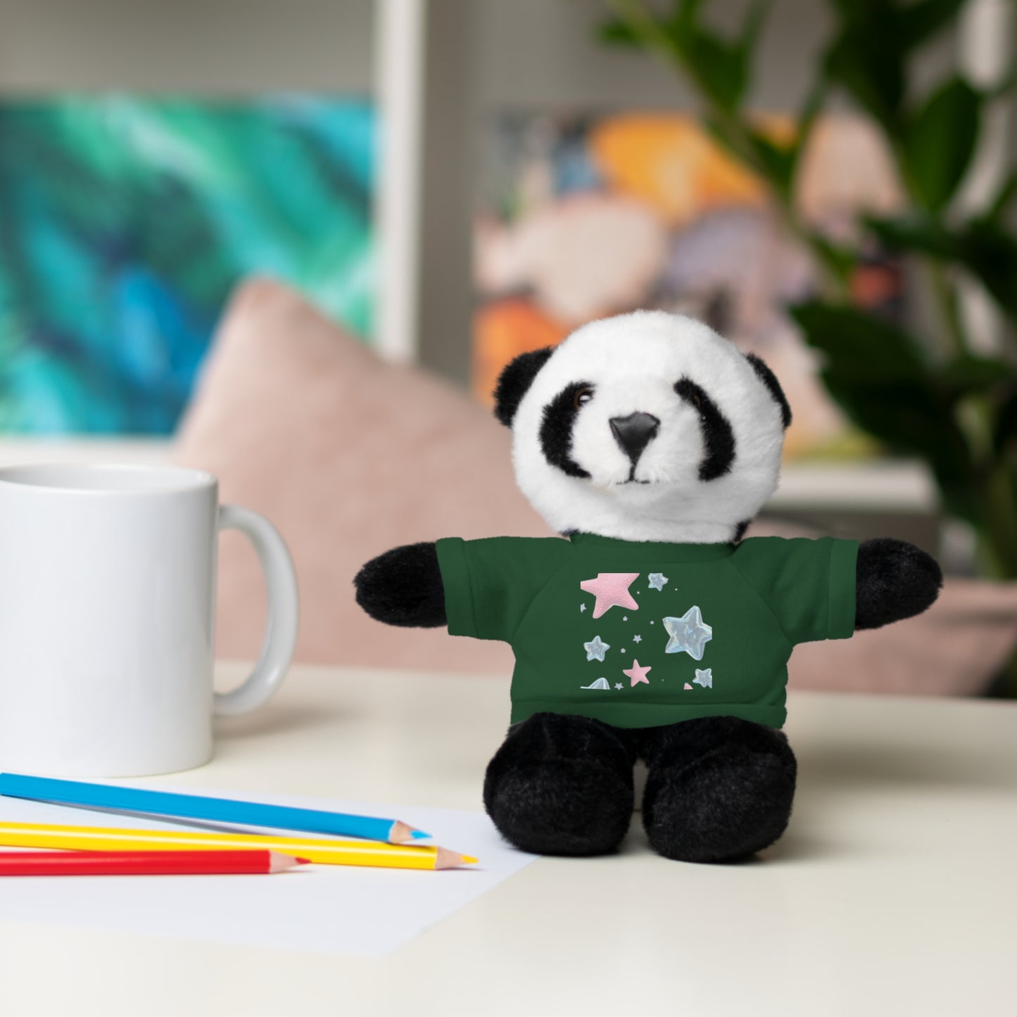Adorable Stuffed Bear with Tee, Cute Gift for Kids, Soft Plush Toy for Birthdays, Nursery Decor, Cuddle Buddies