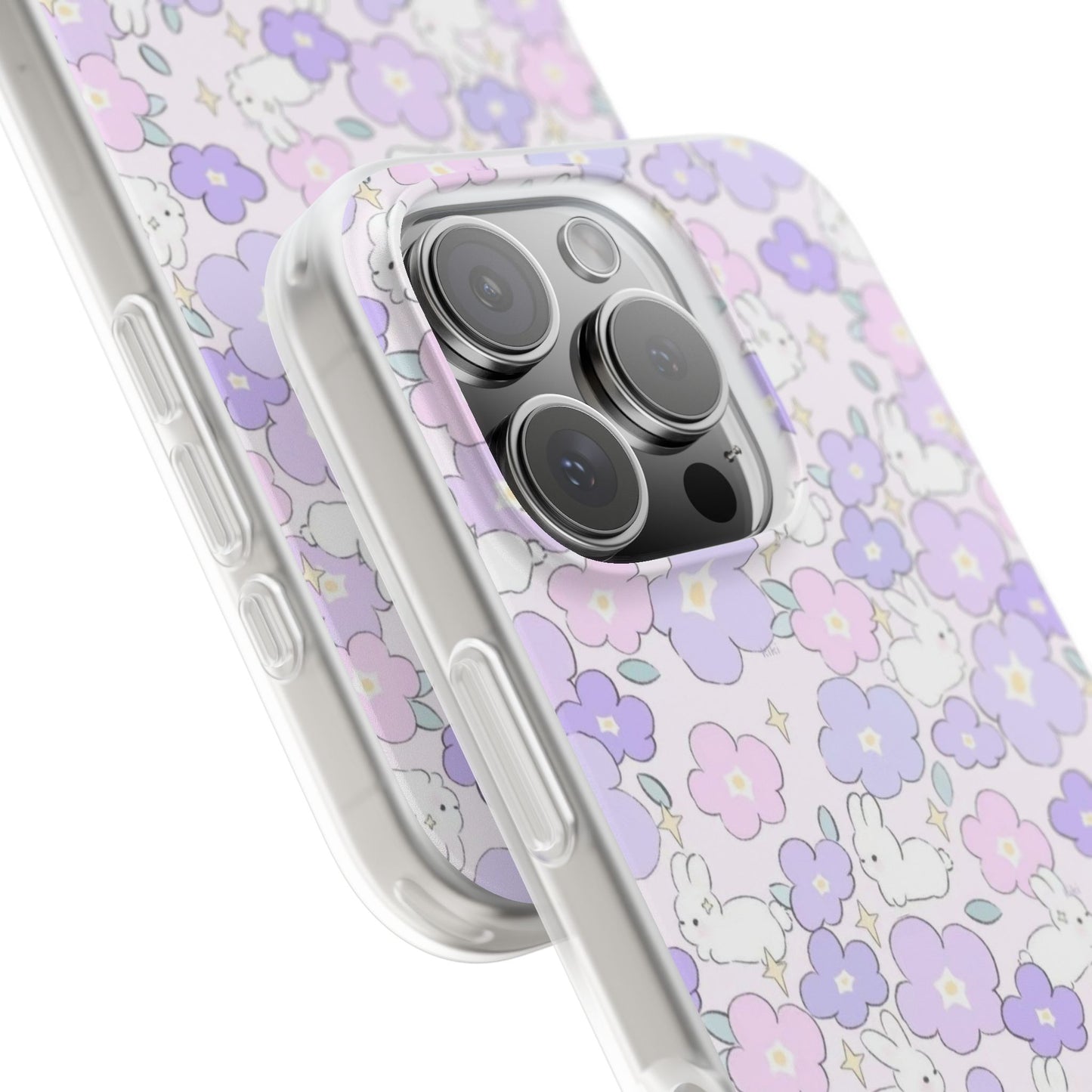 Pink And Purple Flowers With Bunnies Flexi Cases