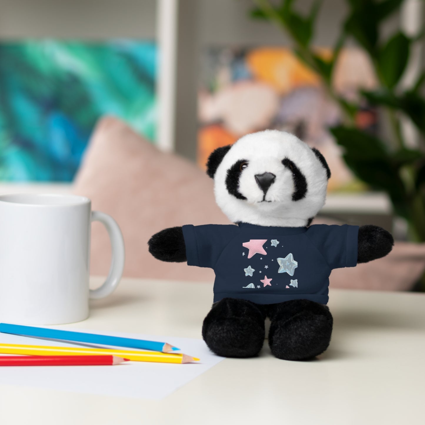 Adorable Stuffed Bear with Tee, Cute Gift for Kids, Soft Plush Toy for Birthdays, Nursery Decor, Cuddle Buddies