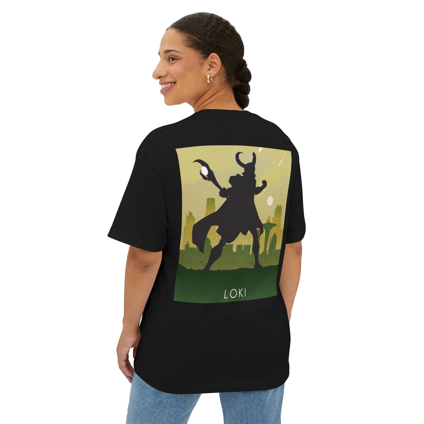 Marvel-Loki  Unisex Oversized Boxy Tee, Comic Apparel, Loki Shirt, Gift for Superhero Fans, Stylish Loungwear