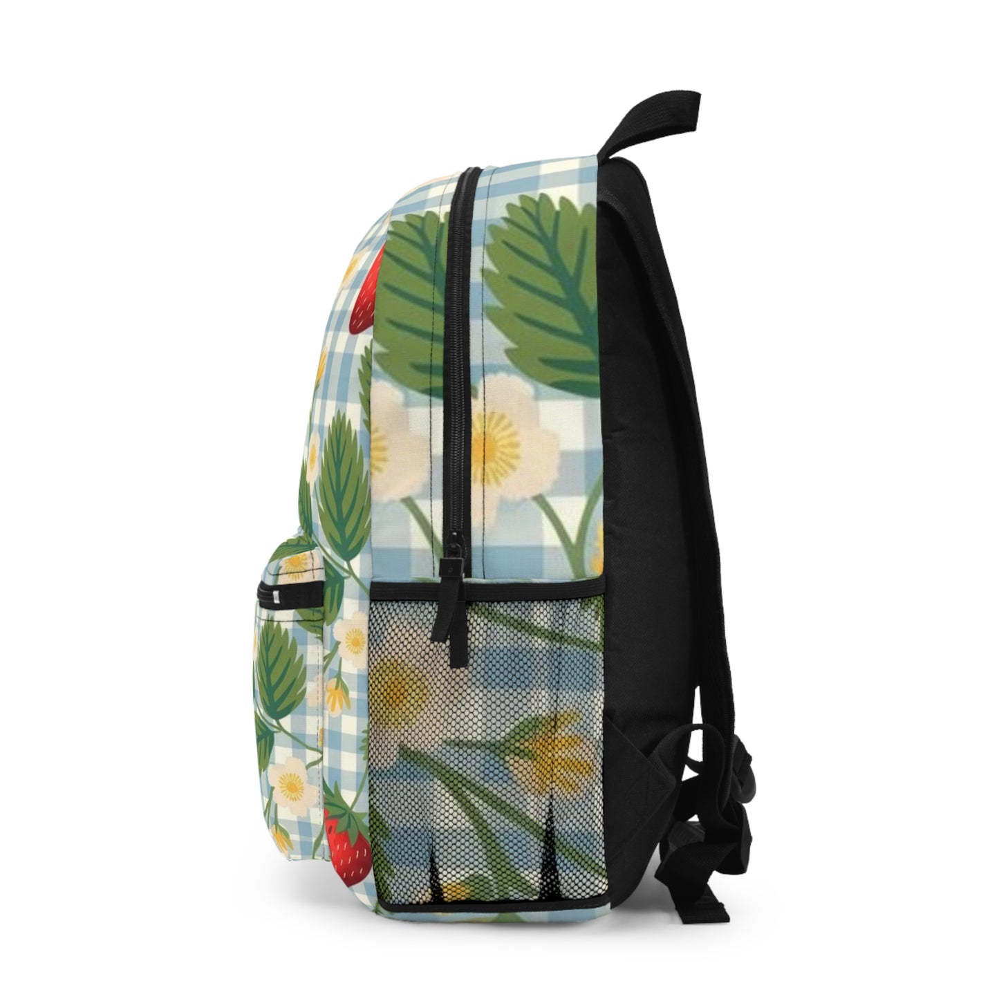 Strawberry Floral Backpack, Cute School Bag, Retro Style Handbag, Summer Travel Pack, Gift for Students