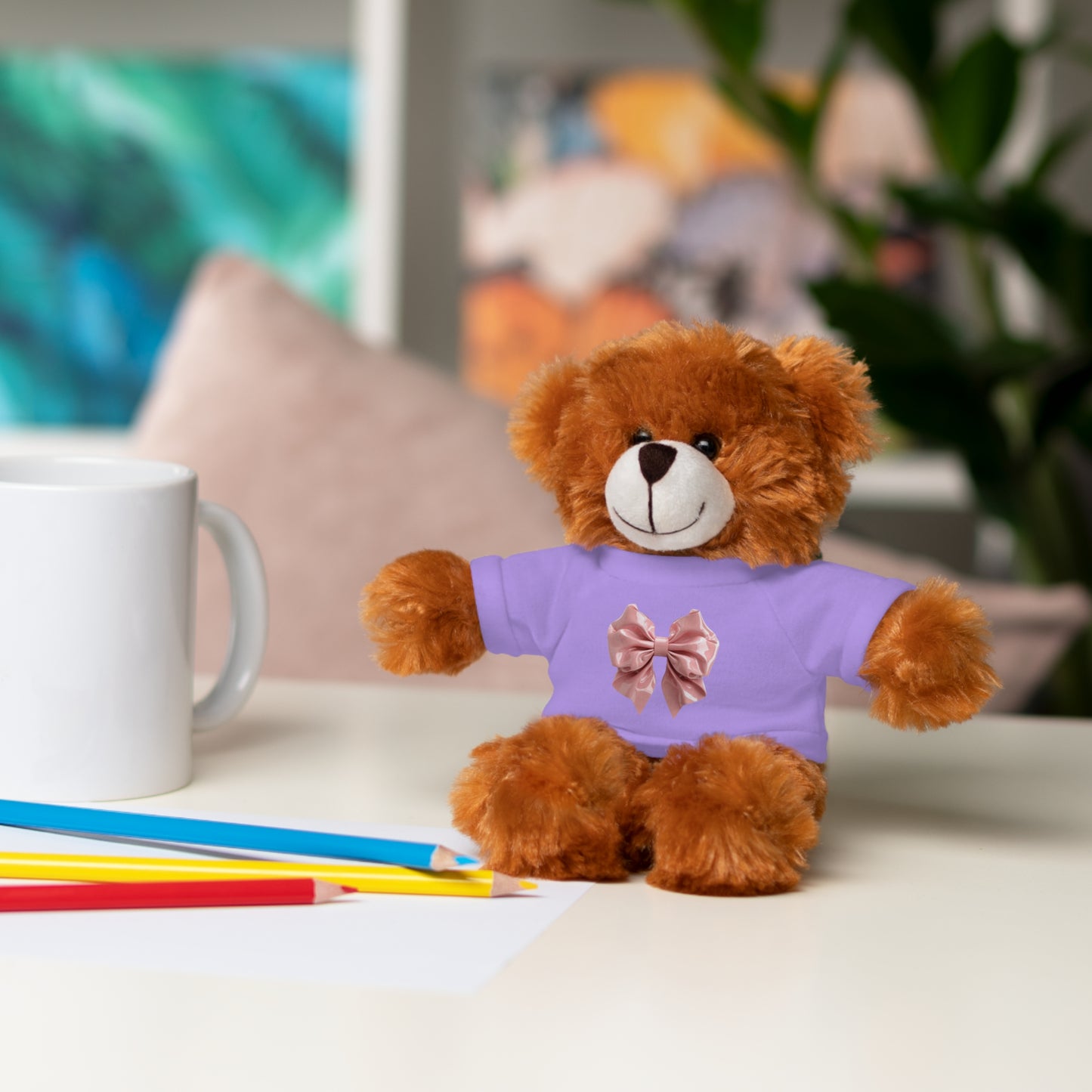 Adorable Customizable Stuffed Animal with Tee, Perfect Gift for Kids, Plush Toy for Birthdays, Baby Shower, Holiday Present, Cuddly Friend