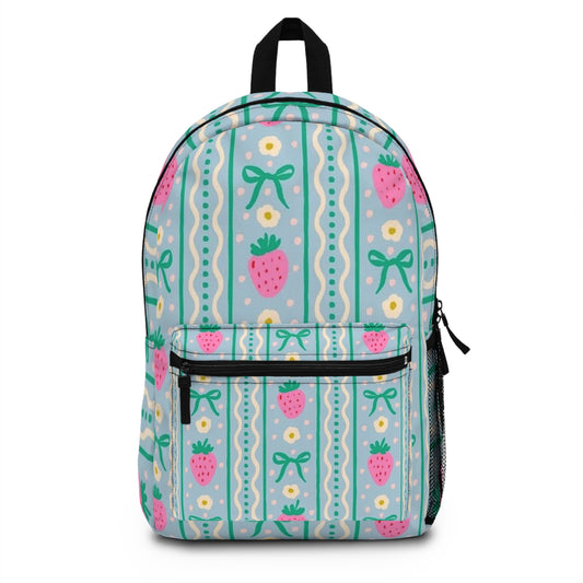 Cute Strawberry Print Backpack, Kids Backpack, School Bag, Gift for Girls, Trendy Backpack, Floral Pattern Bag