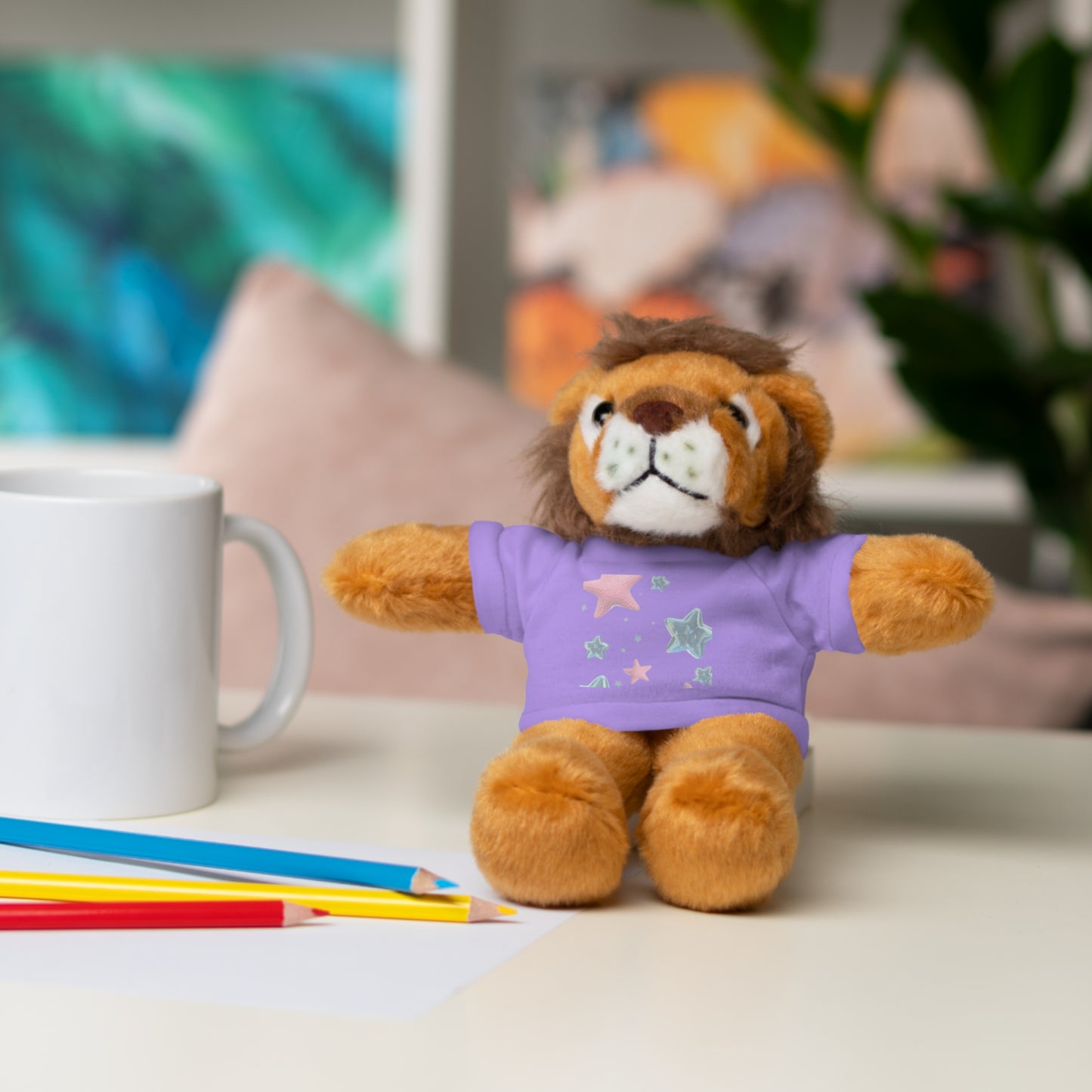 Adorable Stuffed Bear with Tee, Cute Gift for Kids, Soft Plush Toy for Birthdays, Nursery Decor, Cuddle Buddies
