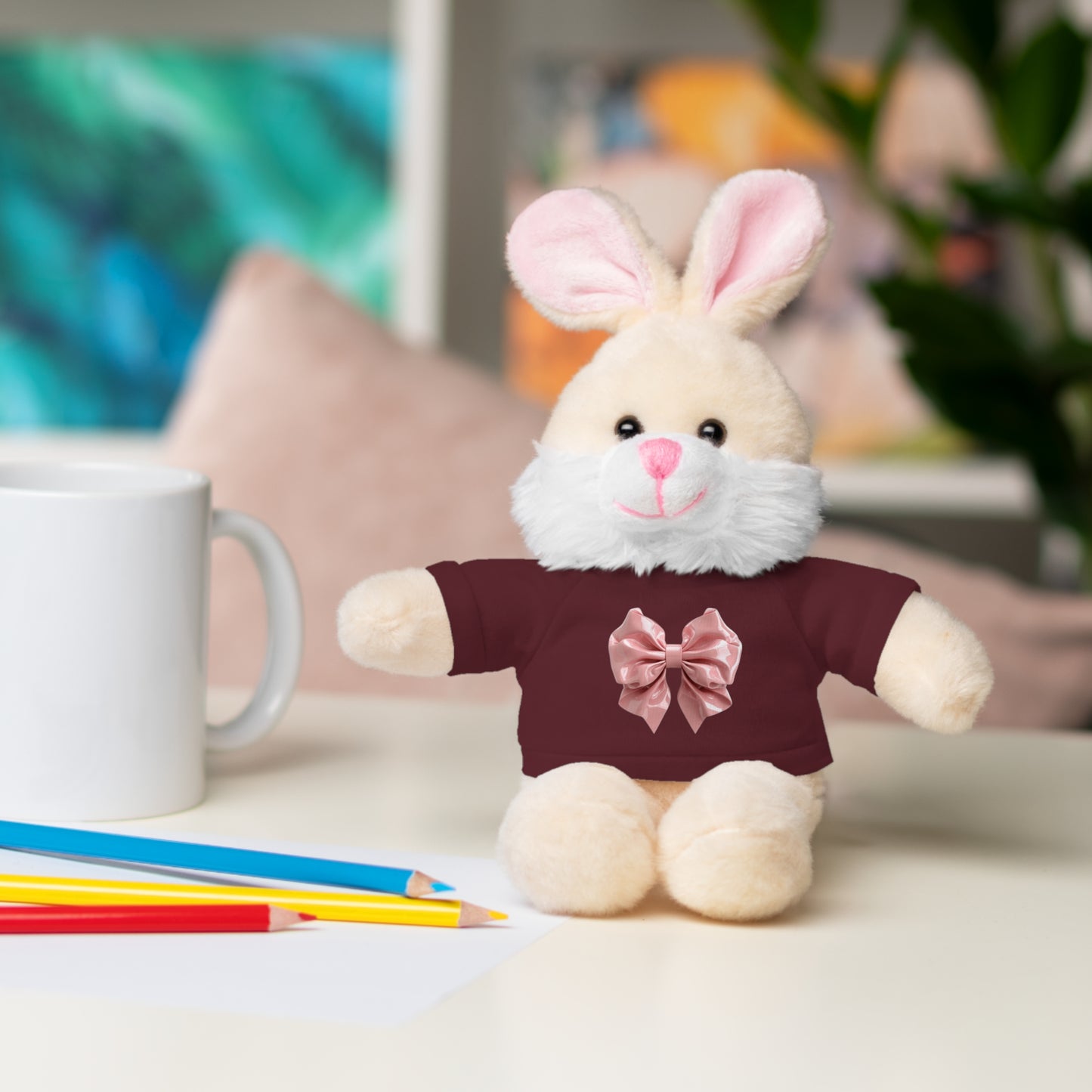 Adorable Customizable Stuffed Animal with Tee, Perfect Gift for Kids, Plush Toy for Birthdays, Baby Shower, Holiday Present, Cuddly Friend