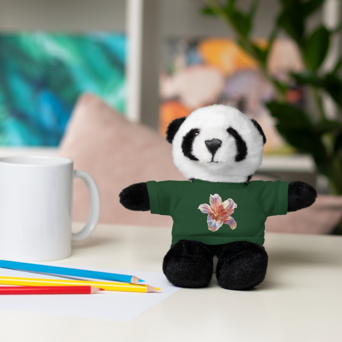 Cute Stuffed Animal Tee with tropical flower