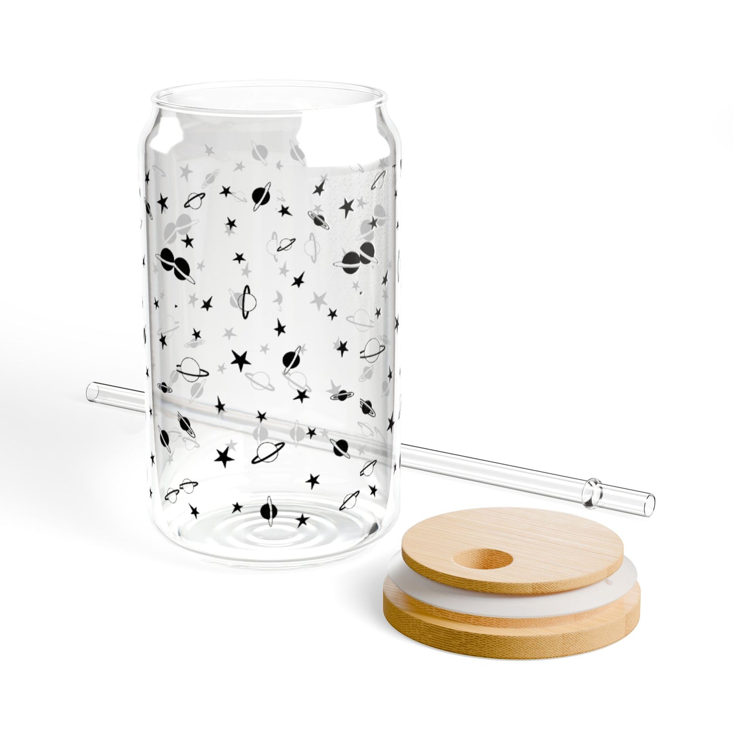 Celestial Sipper Glass, 16oz | Starry Tumbler for Eco-Friendly Drinks, Outer Space Decor, Gift for Astronaut Lovers, Summer Parties
