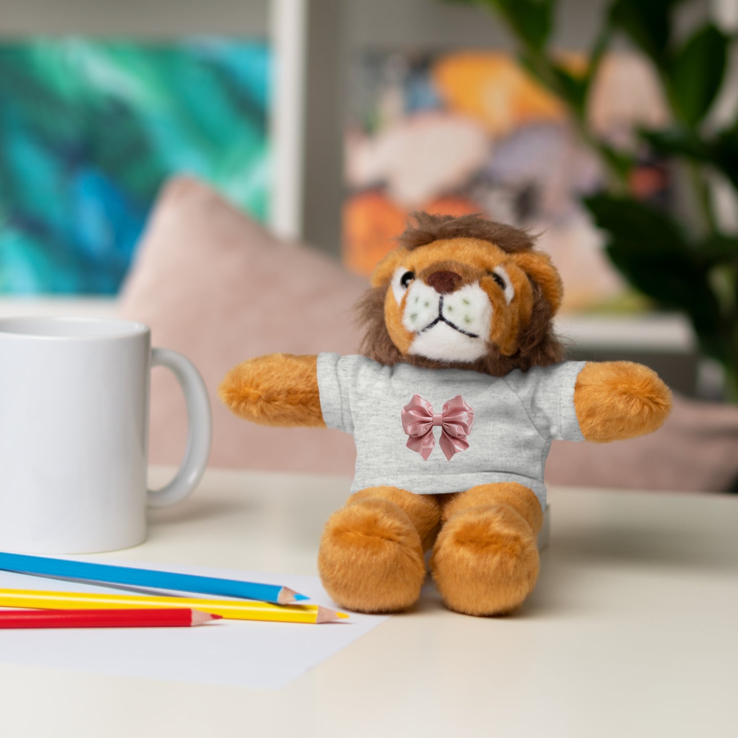 Adorable Customizable Stuffed Animal with Tee, Perfect Gift for Kids, Plush Toy for Birthdays, Baby Shower, Holiday Present, Cuddly Friend
