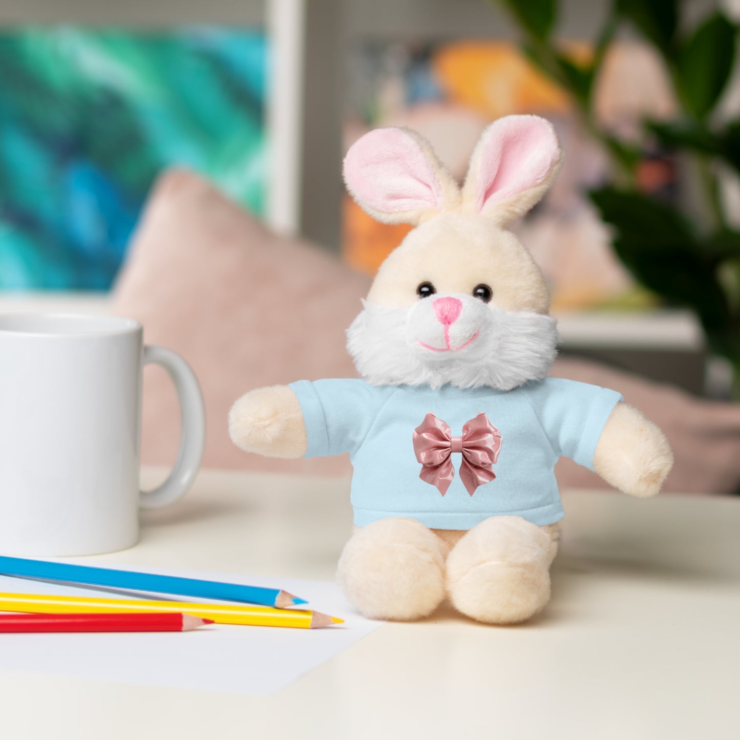Adorable Customizable Stuffed Animal with Tee, Perfect Gift for Kids, Plush Toy for Birthdays, Baby Shower, Holiday Present, Cuddly Friend